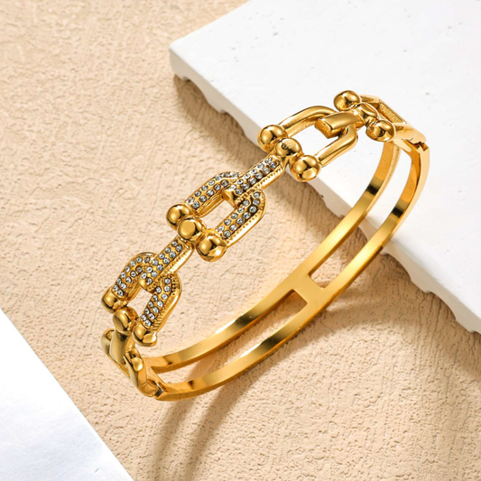 PULSERA/BRAZALETE DORADO TRIPLE ESLABÓN