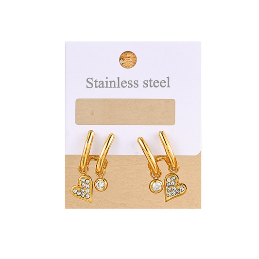 PENDIENTES DORADOS CORAZON Y PUNTO