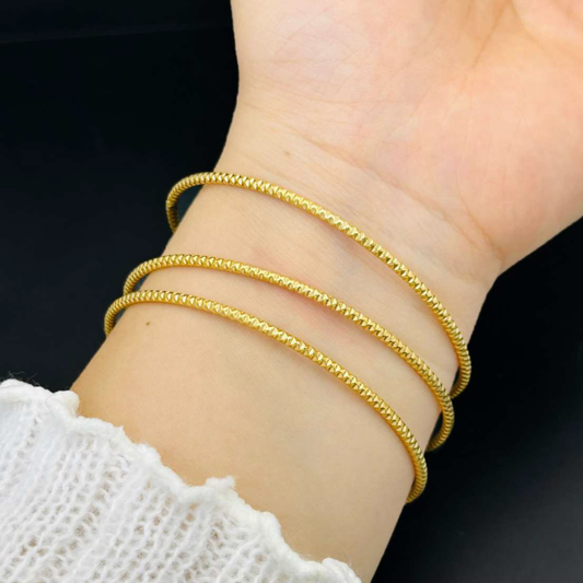 PULSERA/BRAZALETE DORADO TRIPLE CORRUGADO